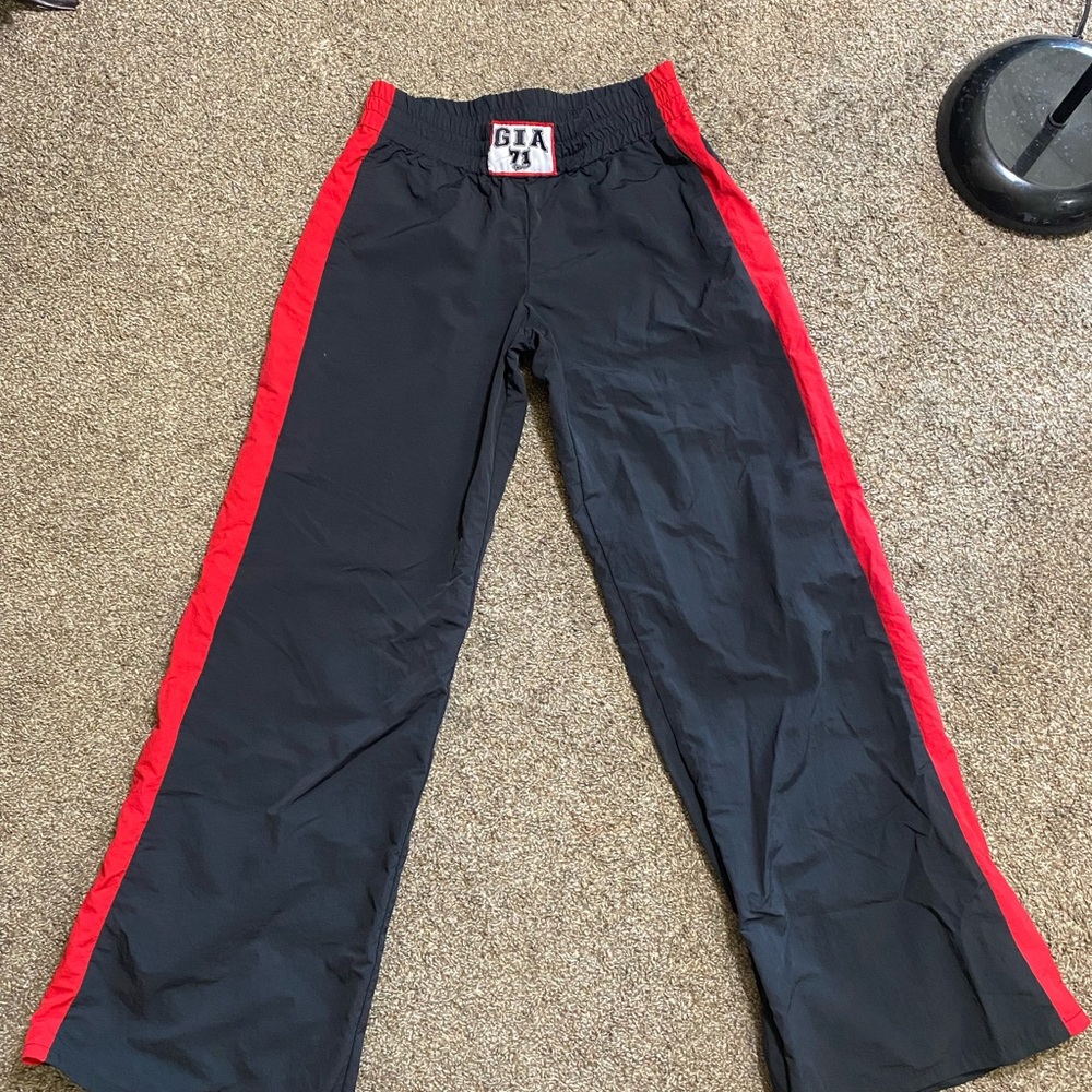 I.AM.GIA Black Joggers with Red Stripes